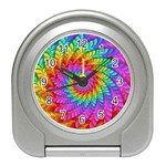 Psychedelic Rainbow Spiral Travel Alarm Clock