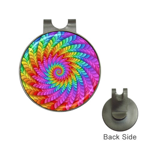 Psychedelic Rainbow Spiral Golf Ball Marker Hat Clip from ArtsNow.com Front