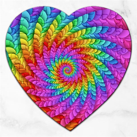 Psychedelic Rainbow Spiral Jigsaw Puzzle (Heart) from ArtsNow.com Front