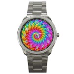 Psychedelic Rainbow Spiral Sport Metal Watch