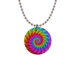 Psychedelic Rainbow Spiral 1  Button Necklace