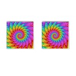 Psychedelic Rainbow Spiral Cufflinks (Square)