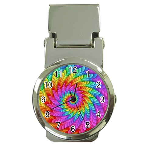 Psychedelic Rainbow Spiral Money Clip Watch from ArtsNow.com Front