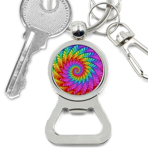 Psychedelic Rainbow Spiral Bottle Opener Key Chain from ArtsNow.com Front