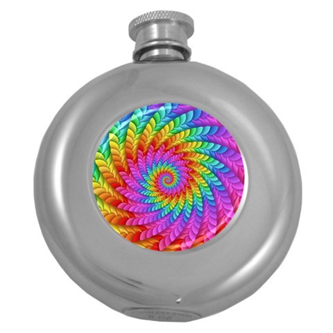 Psychedelic Rainbow Spiral Hip Flask (5 oz) from ArtsNow.com Front