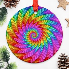 Psychedelic Rainbow Spiral Round Ornament (Two Sides) from ArtsNow.com Front