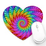 Psychedelic Rainbow Spiral Heart Mousepad