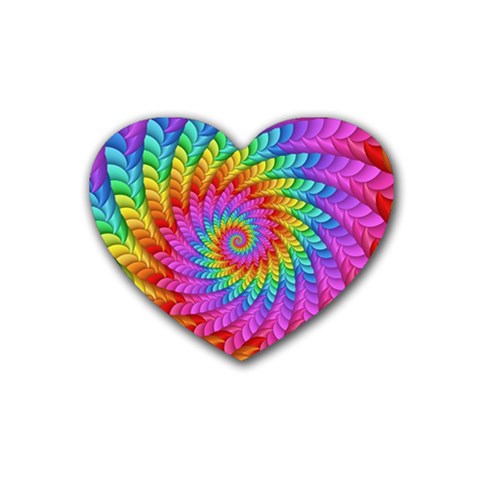 Psychedelic Rainbow Spiral Rubber Coaster (Heart) from ArtsNow.com Front