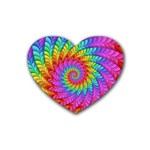 Psychedelic Rainbow Spiral Rubber Coaster (Heart)