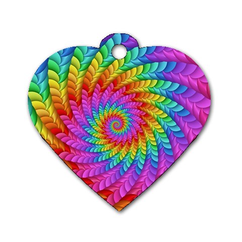 Psychedelic Rainbow Spiral Dog Tag Heart (One Side) from ArtsNow.com Front