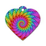 Psychedelic Rainbow Spiral Dog Tag Heart (One Side)