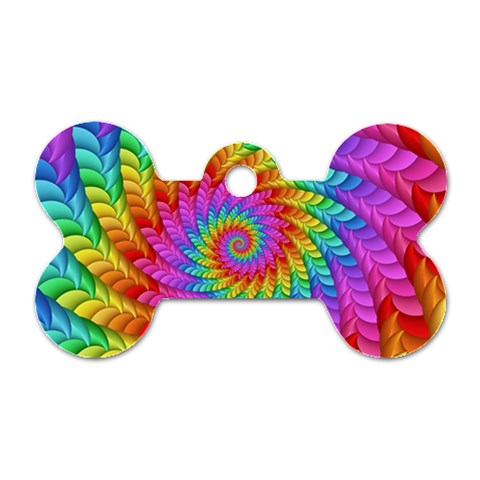 Psychedelic Rainbow Spiral Dog Tag Bone (One Side) from ArtsNow.com Front