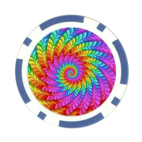 Psychedelic Rainbow Spiral Poker Chip Card Guard from ArtsNow.com Front