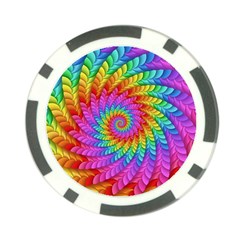 Psychedelic Rainbow Spiral Poker Chip Card Guard from ArtsNow.com Front