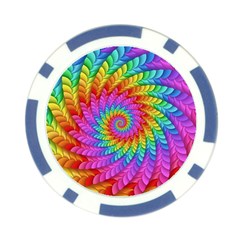 Psychedelic Rainbow Spiral Poker Chip Card Guard from ArtsNow.com Front