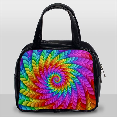 Psychedelic Rainbow Spiral Classic Handbag (Two Sides) from ArtsNow.com Front