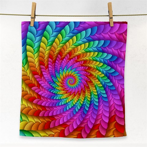 Psychedelic Rainbow Spiral Face Towel from ArtsNow.com Front