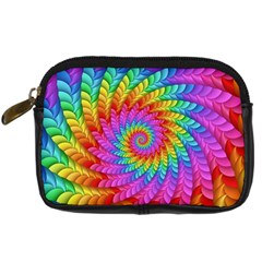 Psychedelic Rainbow Spiral Digital Camera Leather Case from ArtsNow.com Front