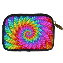 Psychedelic Rainbow Spiral Digital Camera Leather Case from ArtsNow.com Back