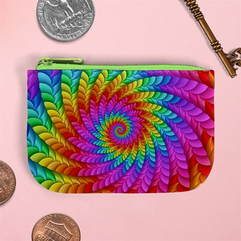 Psychedelic Rainbow Spiral Mini Coin Purse from ArtsNow.com Front