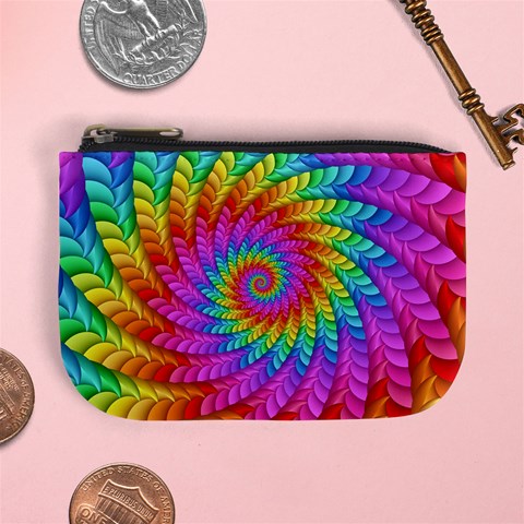 Psychedelic Rainbow Spiral Mini Coin Purse from ArtsNow.com Front