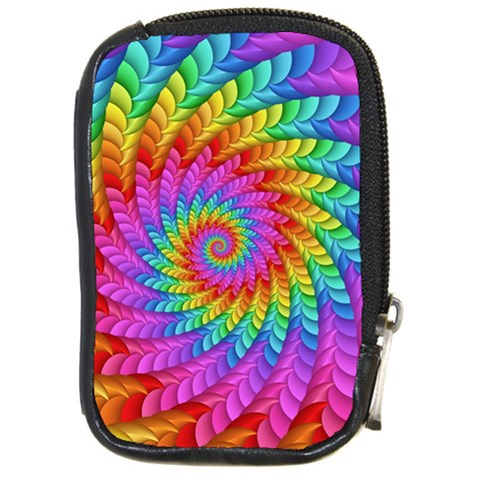 Psychedelic Rainbow Spiral Compact Camera Leather Case from ArtsNow.com Front