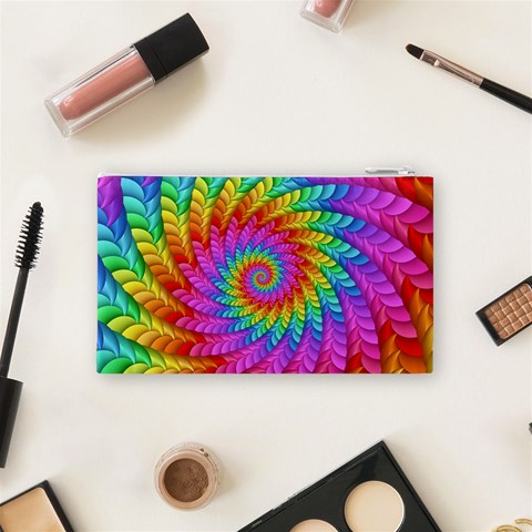 Psychedelic Rainbow Spiral Cosmetic Bag (Small) from ArtsNow.com Back