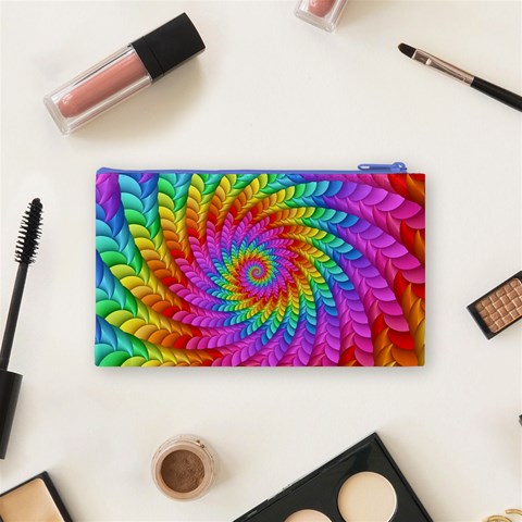 Psychedelic Rainbow Spiral Cosmetic Bag (Small) from ArtsNow.com Back