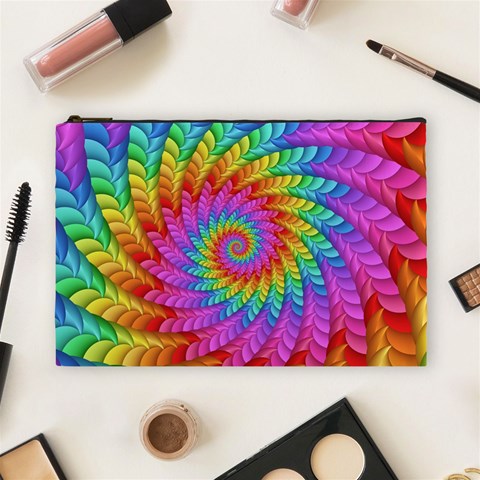 Psychedelic Rainbow Spiral Cosmetic Bag (Large) from ArtsNow.com Front