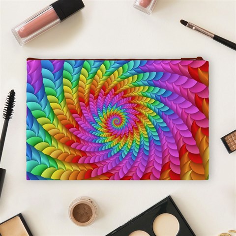 Psychedelic Rainbow Spiral Cosmetic Bag (Large) from ArtsNow.com Back