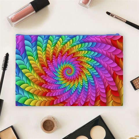 Psychedelic Rainbow Spiral Cosmetic Bag (Large) from ArtsNow.com Back