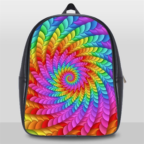 Psychedelic Rainbow Spiral School Bag (Large) from ArtsNow.com Front