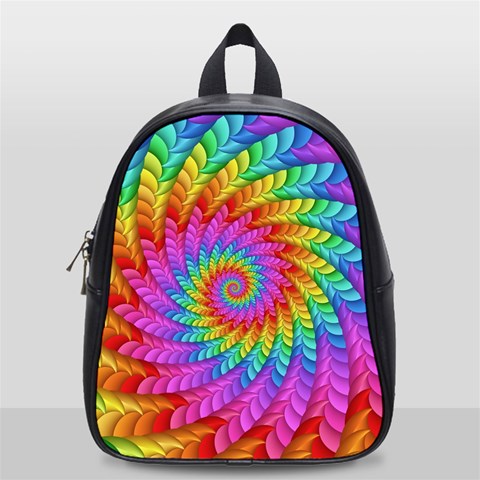 Psychedelic Rainbow Spiral School Bag (Small) from ArtsNow.com Front