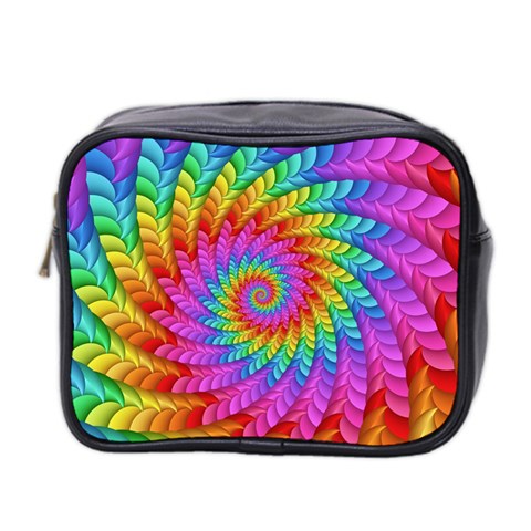 Psychedelic Rainbow Spiral Mini Toiletries Bag (Two Sides) from ArtsNow.com Front