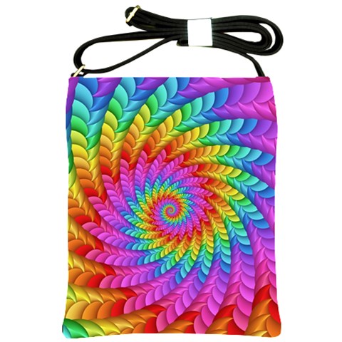 Psychedelic Rainbow Spiral Shoulder Sling Bag from ArtsNow.com Front