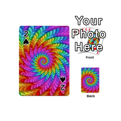 Psychedelic Rainbow Spiral Playing Cards 54 (Mini) from ArtsNow.com Front - Spade2