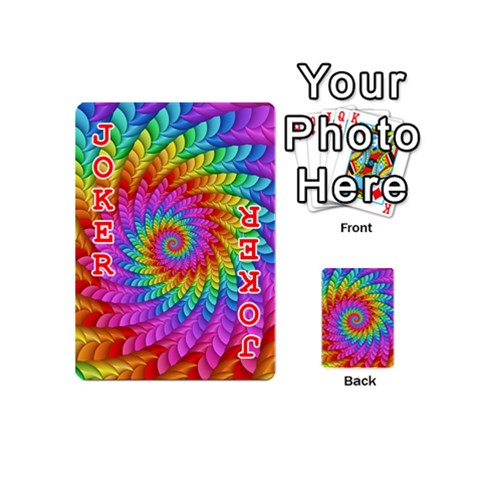 Psychedelic Rainbow Spiral Playing Cards 54 (Mini) from ArtsNow.com Front - Joker2