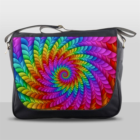 Psychedelic Rainbow Spiral Messenger Bag from ArtsNow.com Front