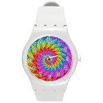 Psychedelic Rainbow Spiral Round Plastic Sport Watch (M)