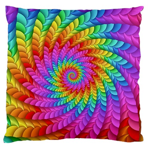 Psychedelic Rainbow Spiral Large Cushion Case (One Side) from ArtsNow.com Front