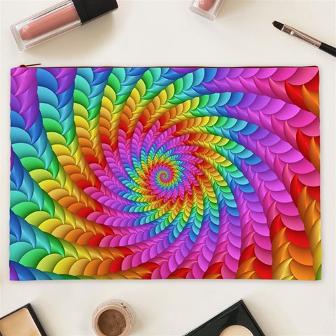 Psychedelic Rainbow Spiral Cosmetic Bag (XXL) from ArtsNow.com Front