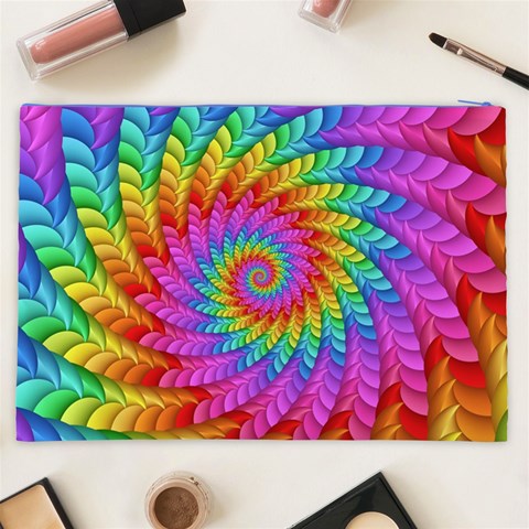 Psychedelic Rainbow Spiral Cosmetic Bag (XXL) from ArtsNow.com Back