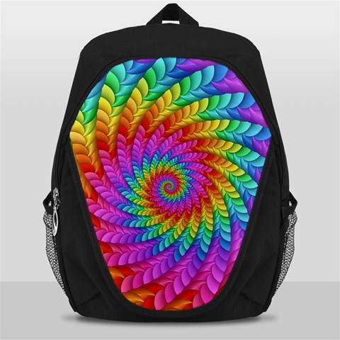 Psychedelic Rainbow Spiral Backpack Bag from ArtsNow.com Front