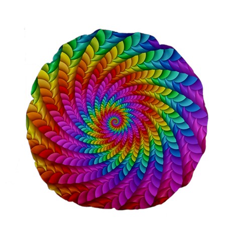 Psychedelic Rainbow Spiral Standard 15  Premium Round Cushion  from ArtsNow.com Front