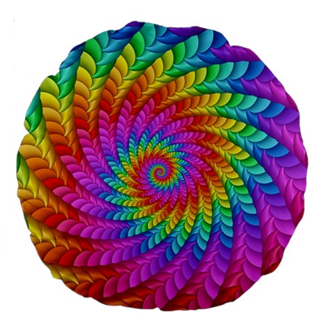 Psychedelic Rainbow Spiral Large 18  Premium Round Cushion  from ArtsNow.com Front