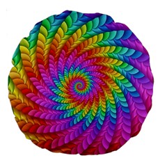 Psychedelic Rainbow Spiral Large 18  Premium Round Cushion  from ArtsNow.com Front