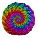 Psychedelic Rainbow Spiral Large 18  Premium Round Cushion 