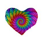 Psychedelic Rainbow Spiral Standard 16  Premium Heart Shape Cushion 