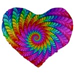 Psychedelic Rainbow Spiral Large 19  Premium Heart Shape Cushion