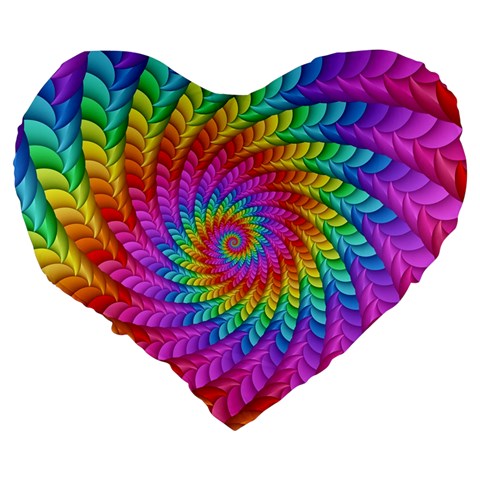 Psychedelic Rainbow Spiral Large 19  Premium Heart Shape Cushion from ArtsNow.com Back